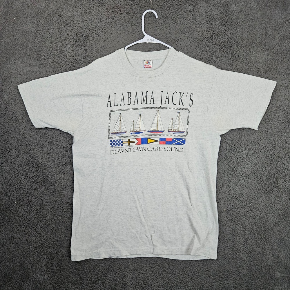 Vintage 1991 Alabama Jacks T Shirt XL Gray Fruit of the Loom Made in USA Sailing